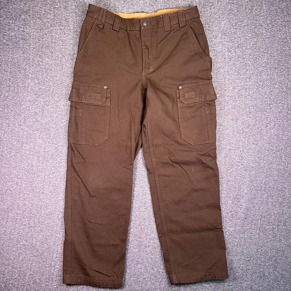 Duluth Trading Cargo Work Pants Men 36x32 Brown Fire Hose Canvas Utility Relaxed - Picture 5 of 13